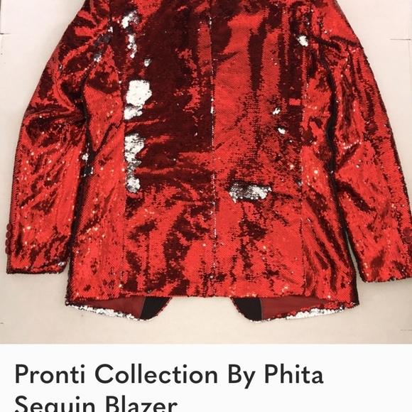 Pronti Collection by Phita Red (or Silver) Sequin Blazer - Picture 10 of 10
